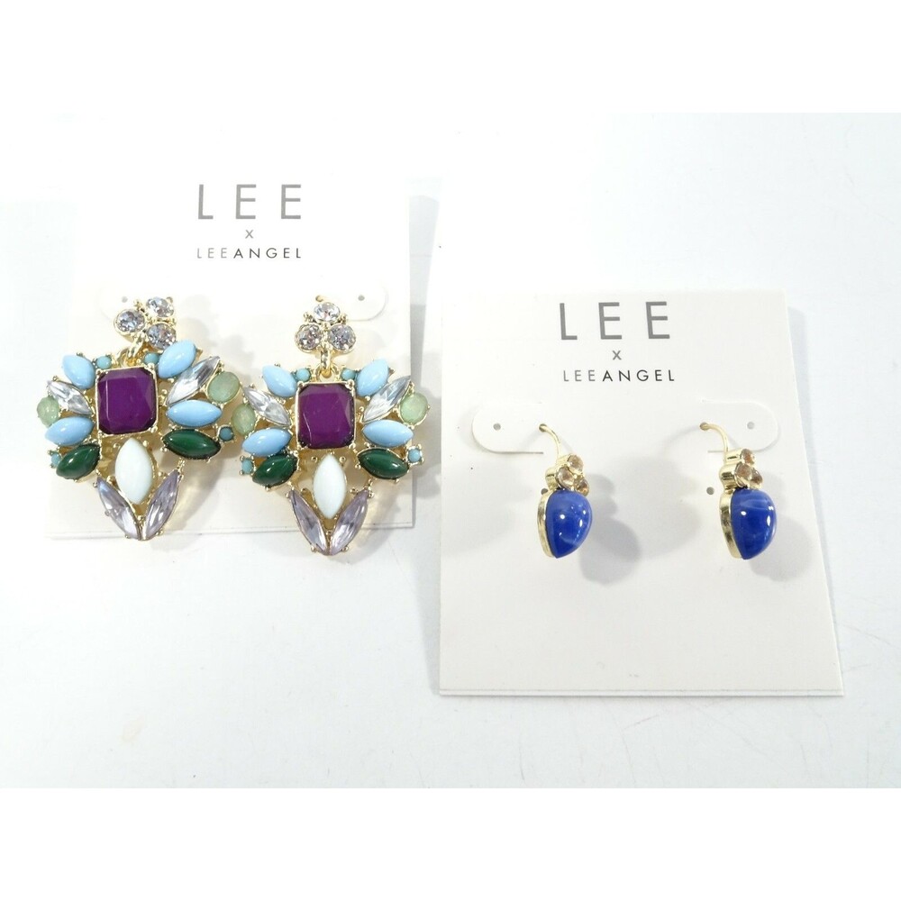 LEE by Lee Angel Kaleidoscope Crystal Drop Earrings NWT 70 Navy Drop Earrings